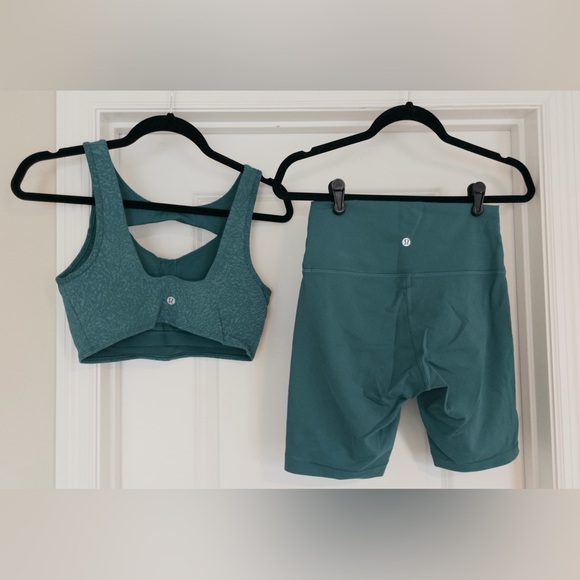 lululemon athletica teal crop set - Picture 2 of 3